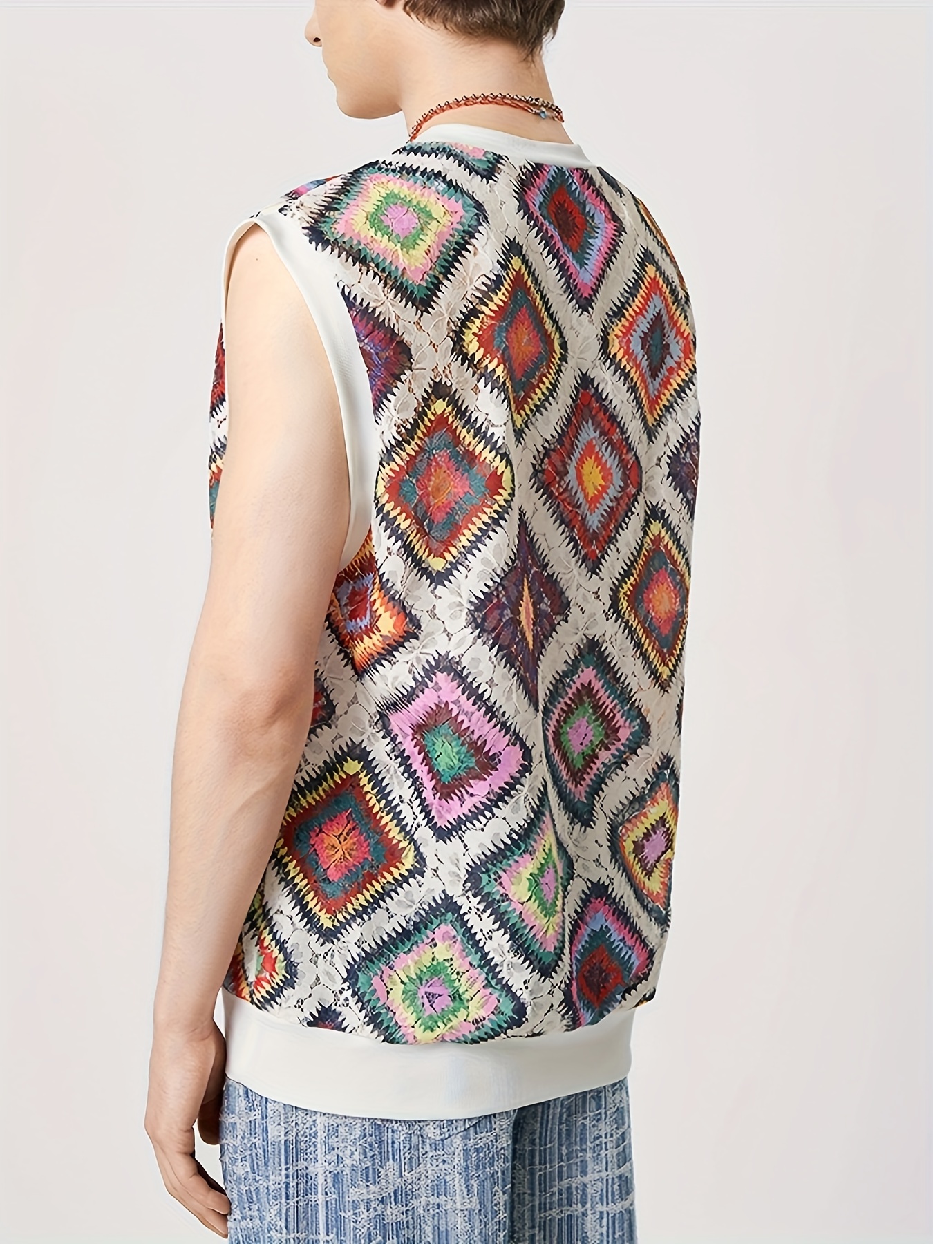 CLZOUD Young La Tank Tops Men Red Male Spring Summer Vest Print Pattern  Round Neck Plus Size Comfortable Vest L 