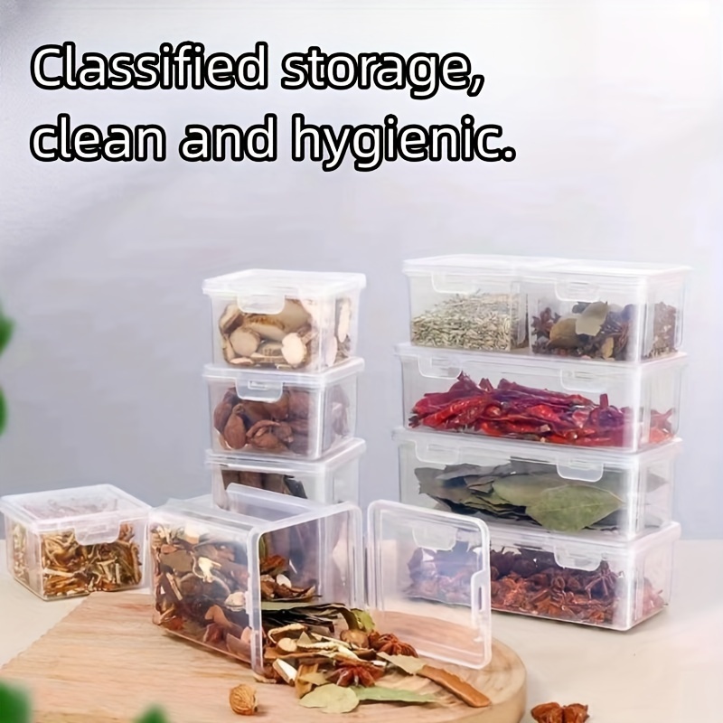 1pc Kitchen Storage Box, Plastic Spice Box With Lid, Food Transparent Spice  Box, Compart Storage Box, Desk Organizer, Aesthetic Room Decor, Home Decor