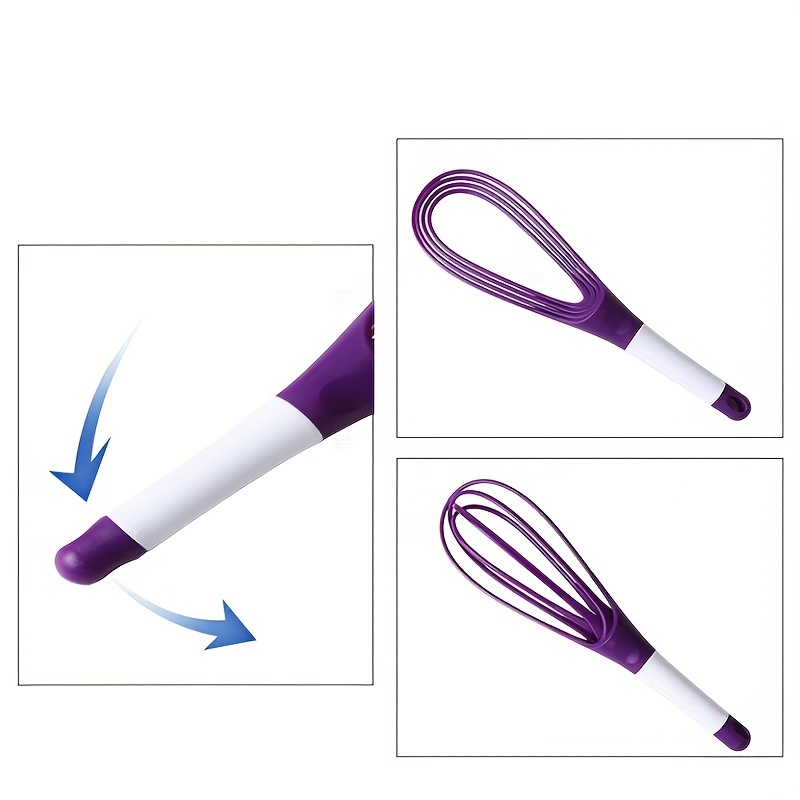 2-In-1 Silicone Whisk,2-In-1 Flat and Balloon Collapsible Twist Whisk Egg  Beater Silicone Rotating Collapsible Kitchen Whisk,Twist Whisk,Plastic Flat