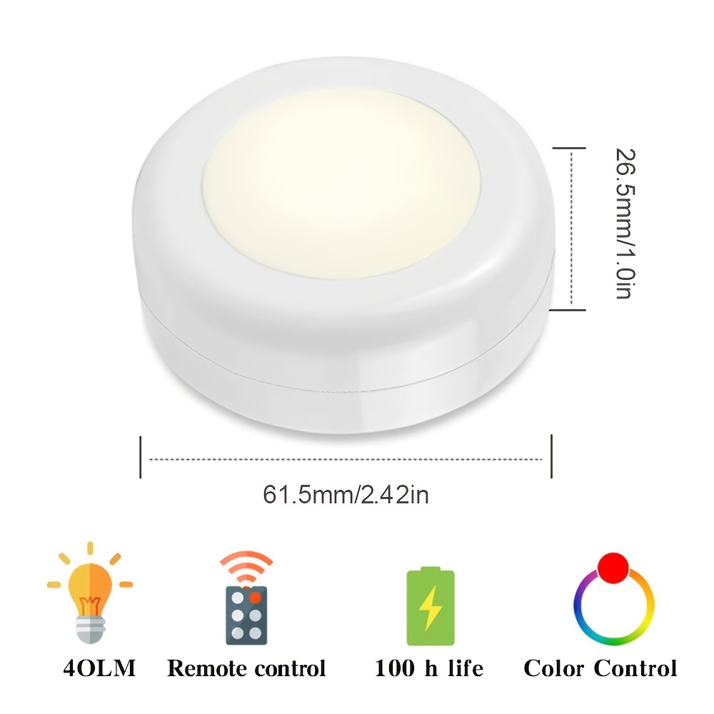 Wireless Led Puck Lights Remote Control Lights Energy Saving - Temu