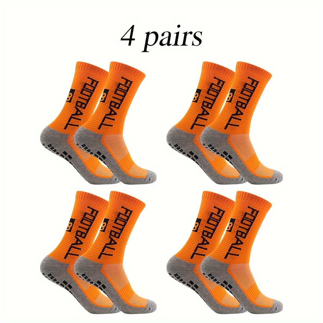 4 Pairs Non Slip Soccer Socks Breathable Crew Socks