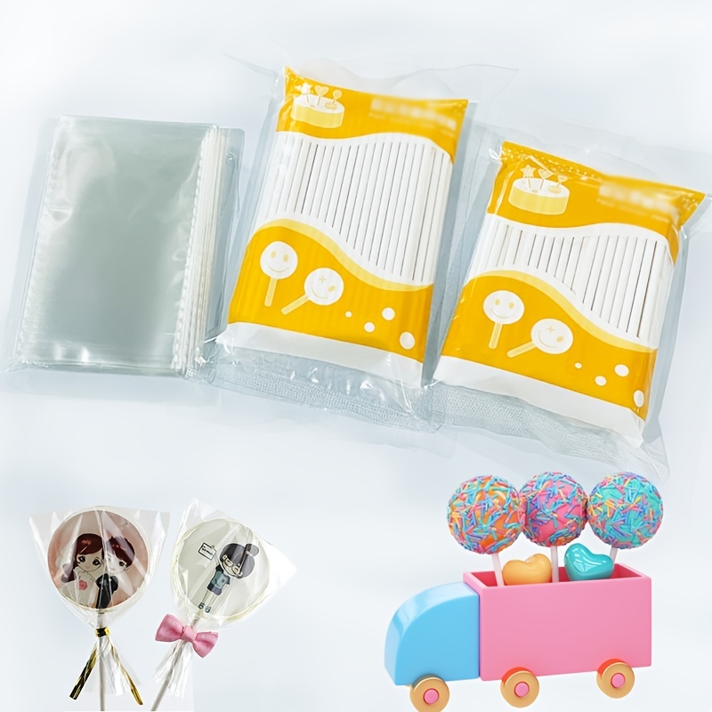 Lollipop Wrapping Set Cake Pop Sticks Clear Treat Bags - Temu