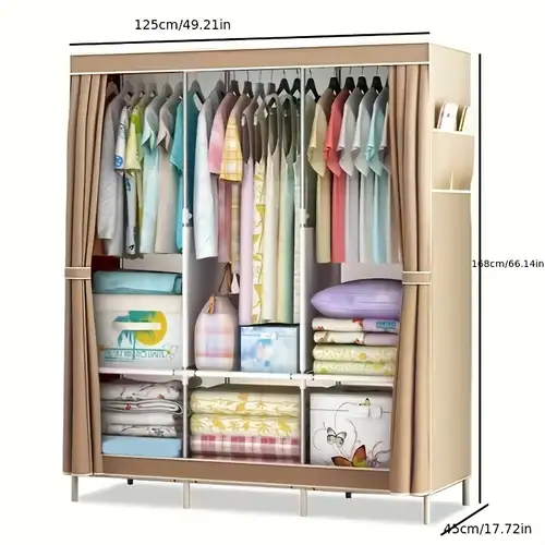 Foldable Clothes Storage Cabinet With Wheels Splicing - Temu