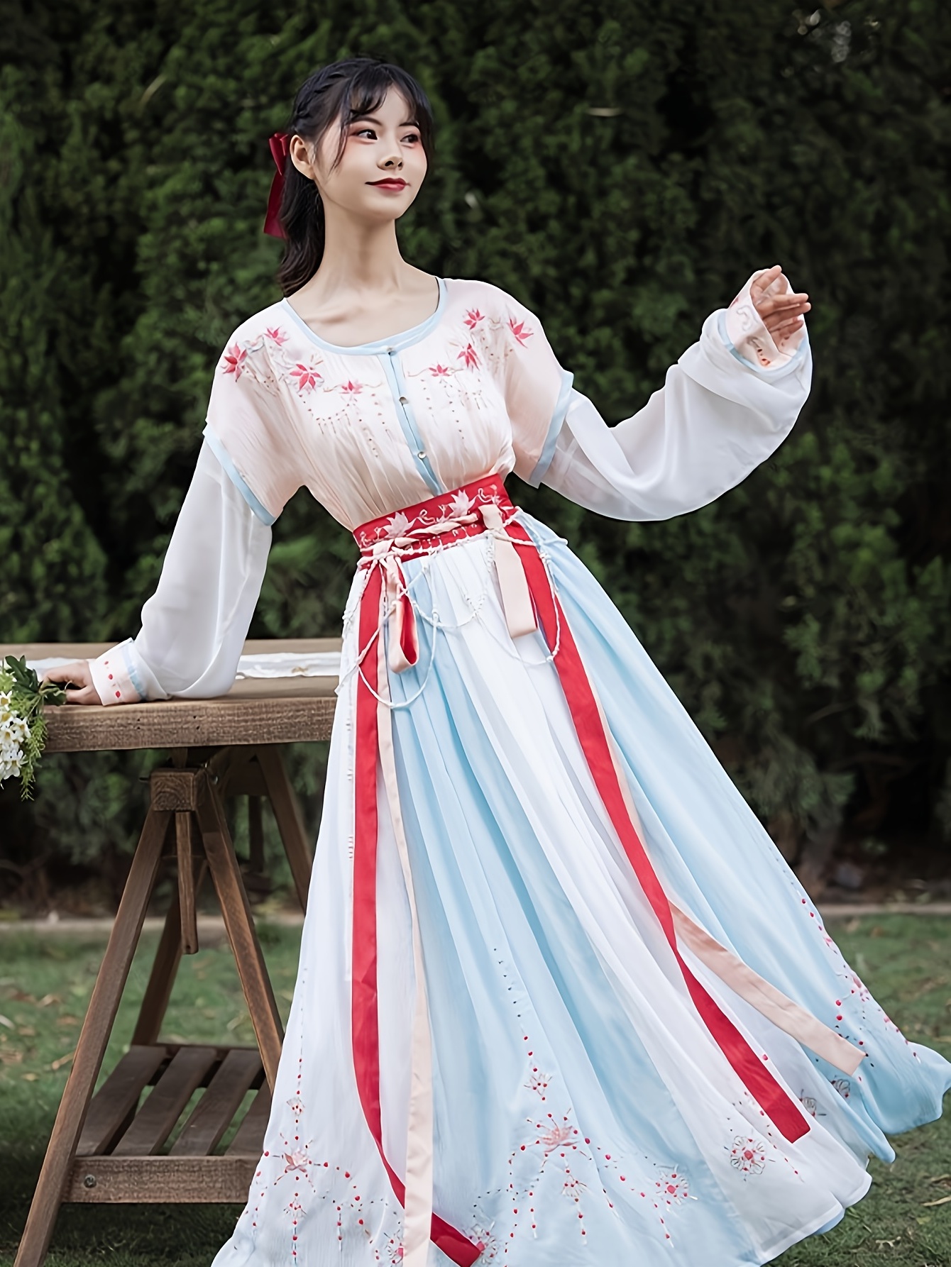 Elegant Chinese dress ancient traditional qipao tops hanfu cheongsam two- piece set of women's cotton and linen temperament Tang suit tea art clothes  female