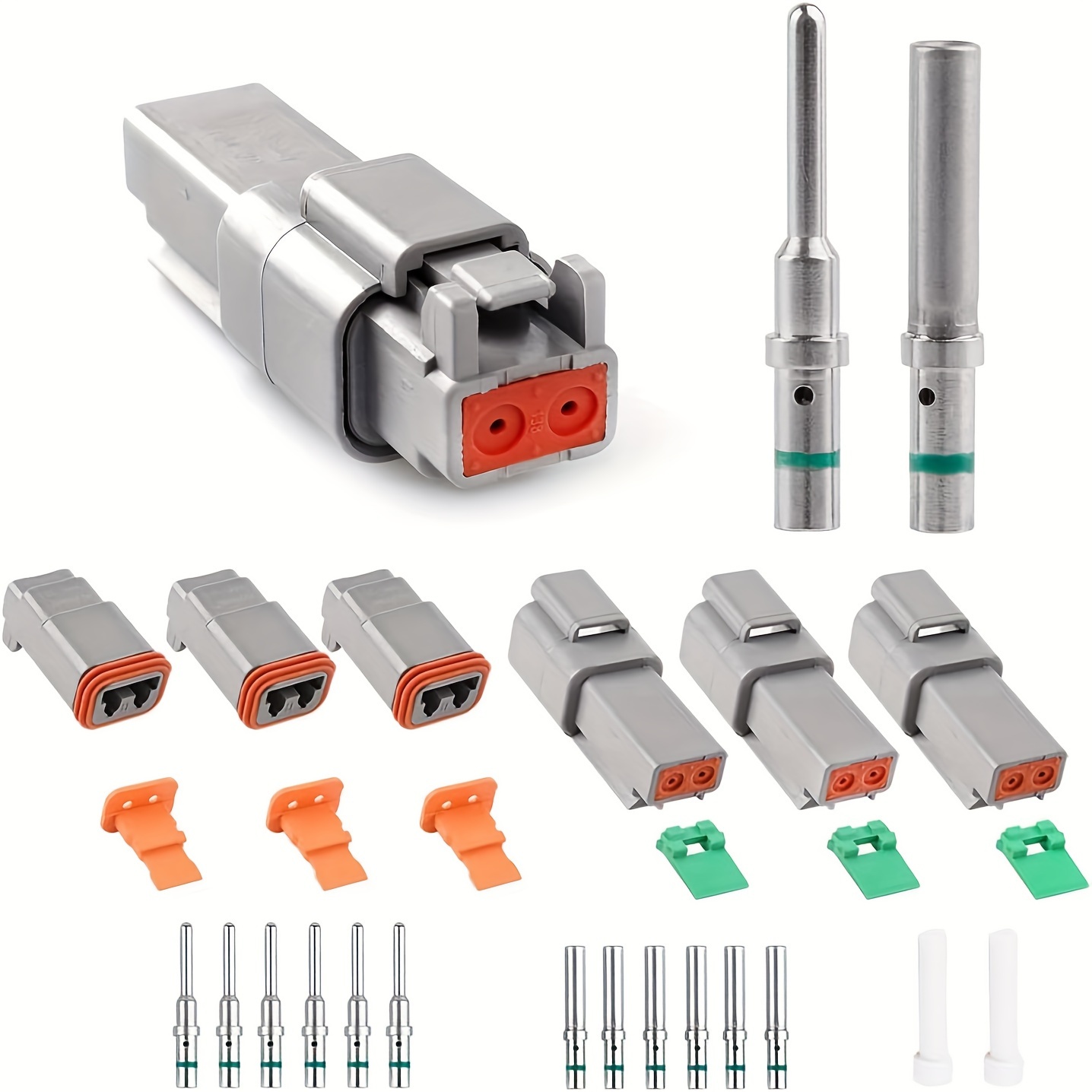 Deutsch - Kit de conectores DT en configuraciones de 2, 3, 4, 6, 8, 12  pines, contactos estampados tamaño 16, conectores eléctricos automotrices