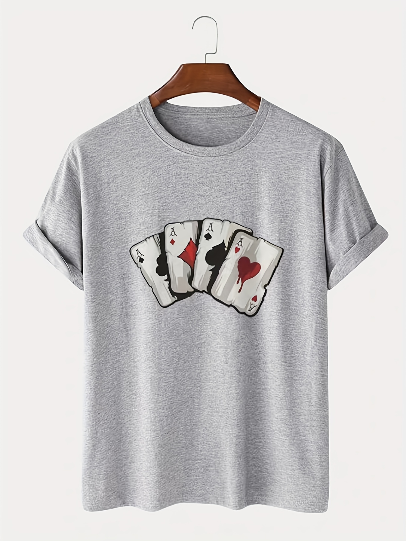 Poker Card 3d Print Camiseta Manga Larga Hombre Tops Cuello - Temu