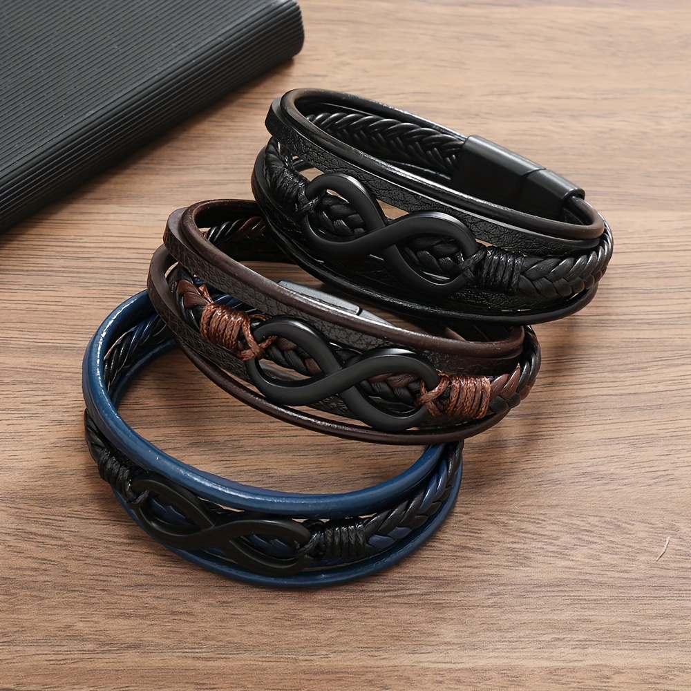 Infinity Symbol Figure 8 Alloy Magnet Clasp Bracelet Braided Layer