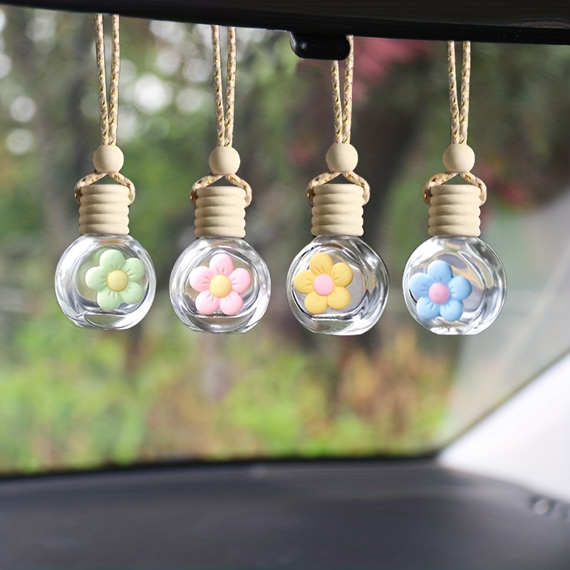 Car Perfume Bottle - Air Freshener With Flower For Essential Oils