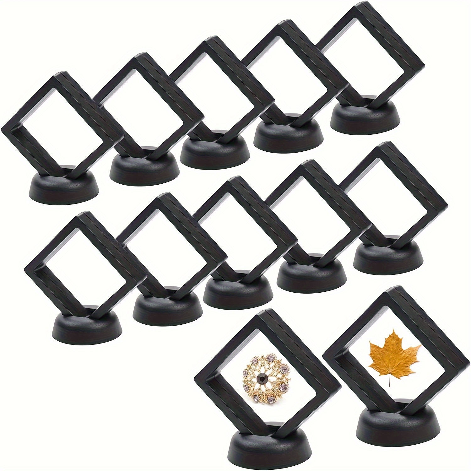

5pcs 3d Floating Frame With Base Holder, Coin Display Frame Storage Box, Small Shadow Box, Suitable For Earrings, Rings, Brooches, Military Medals