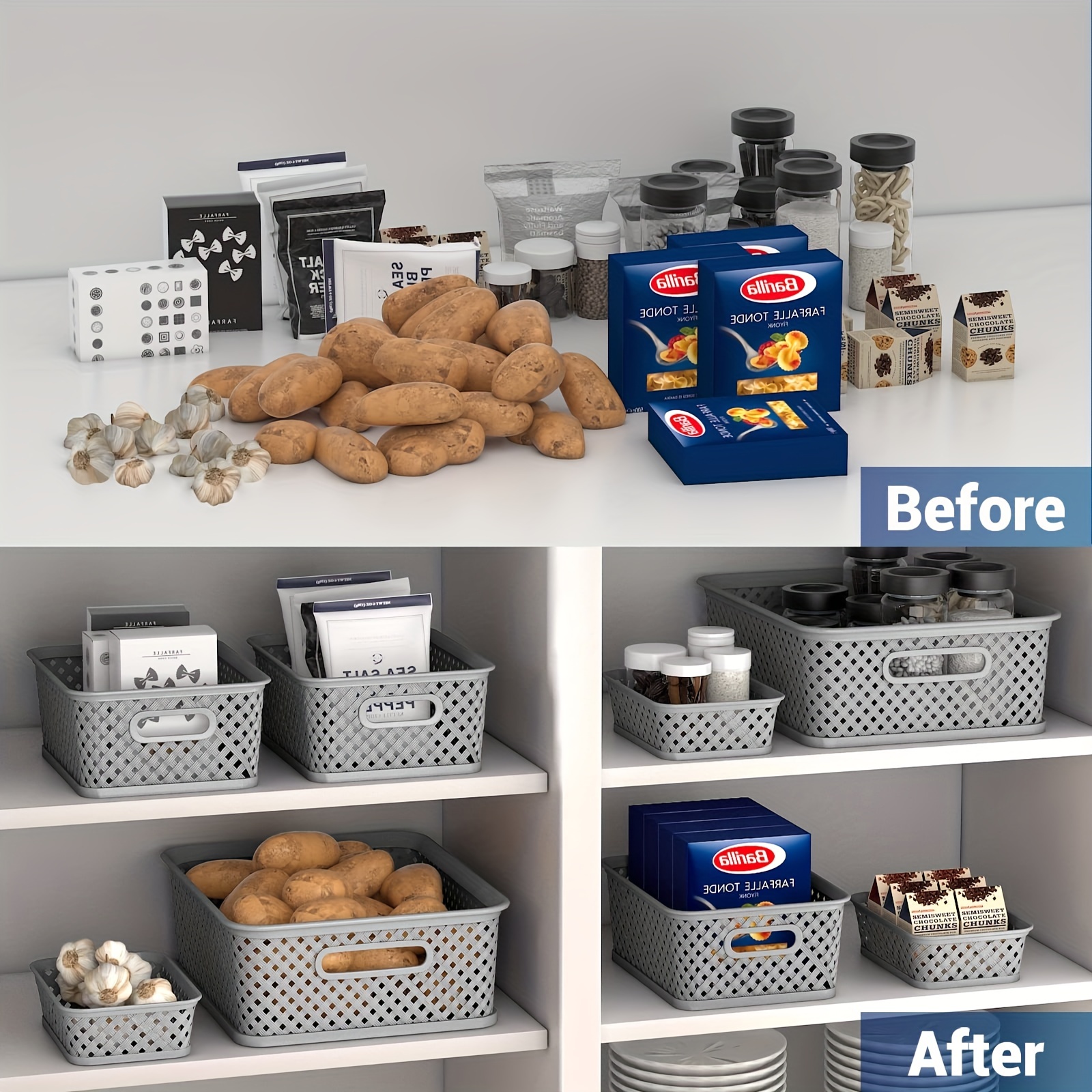 Kitchen And Bathroom Storage Baskets Cabinets And Plastic - Temu