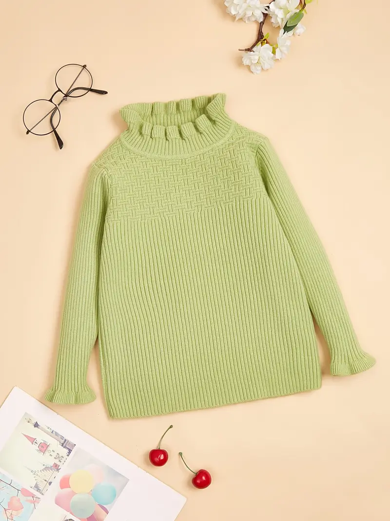 Toddler Girl's Thermal Outfits Solid Color Mock Neck Top - Temu