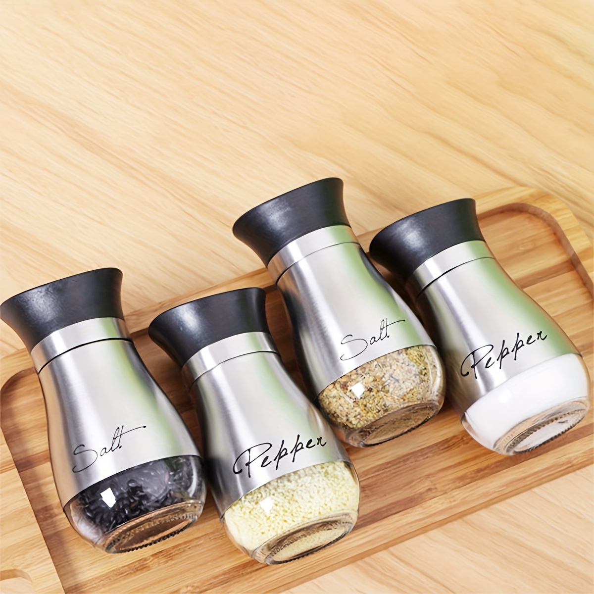 Salt and Pepper Shakers set,4 oz Glass Bottom Salt Pepper Shaker