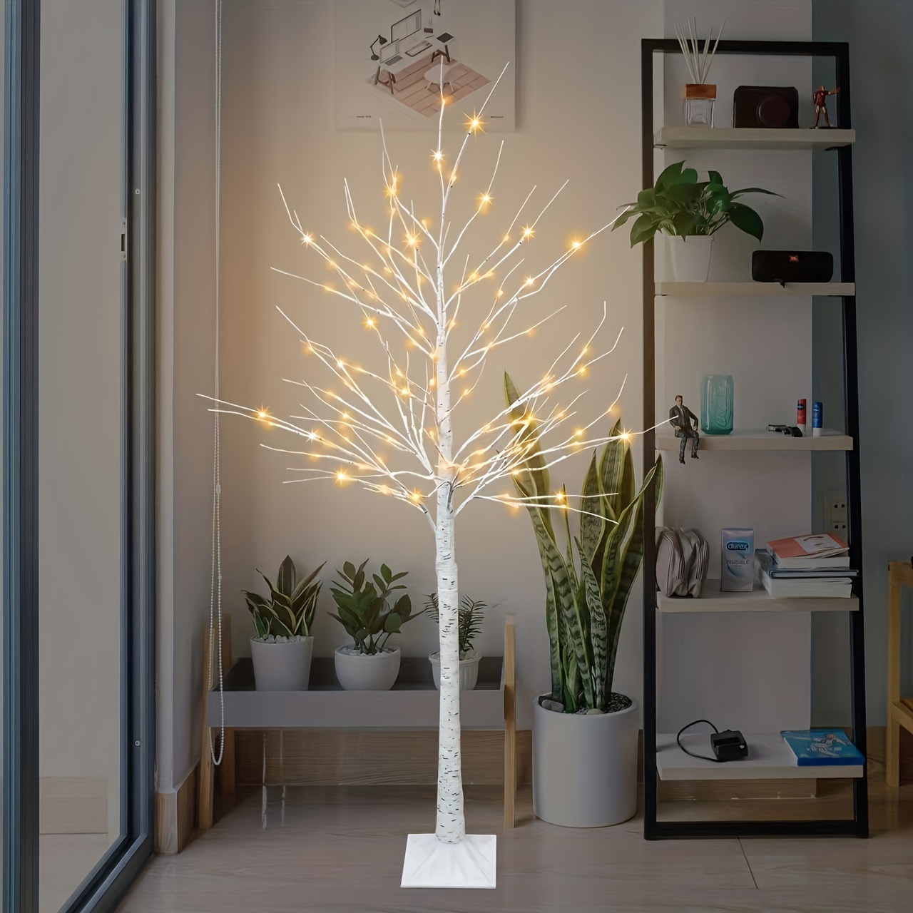 1 PC 24 LED /Valentine Flicker Tree, Fairy Light Spirit Tree Ornament, 23  BirchTree Adjustable Branch 3AA 3AA& USB-Powered, Tree Light Party Bedroom  Decoration, Outdoor Activities, & Valentine's Day Ornament