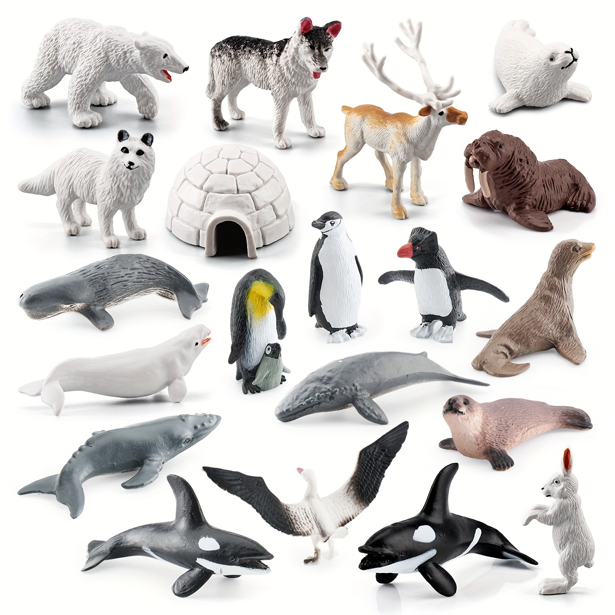 

Discover lifelike models of animals from the Arctic and Antarctic, including rabbits, foxes, seals, beluga whales, and penguins. Perfect as desktop decorations, toys, or Easter gifts.