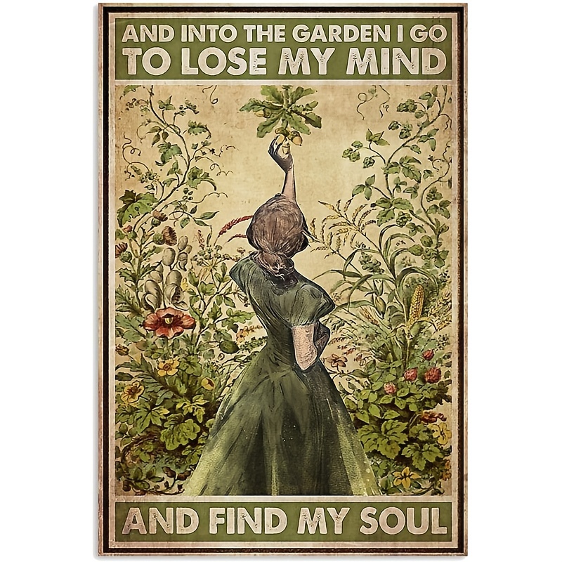 1pc Beauty Walk Around The Garden Metal Tin Sign Retro Vintage Style No Frame Printed Wall Art Pictures Home Room Decoration