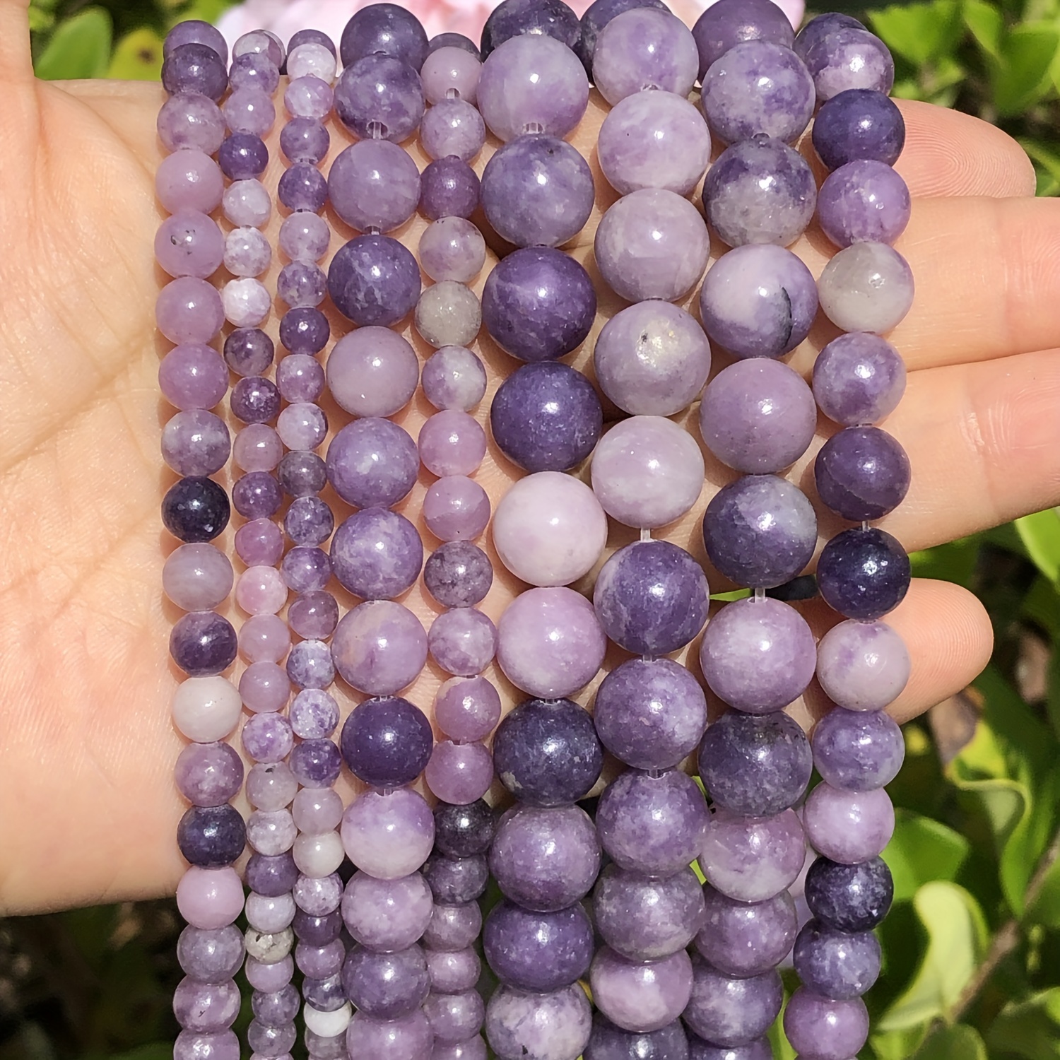 Natural Stone Light Purple Crystal Beads Round Loose Spacer - Temu