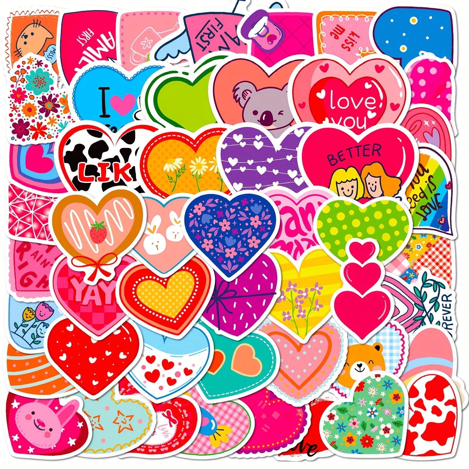 Cartoon Heart Stickers Colorful Heart Shaped Stickers Love - Temu
