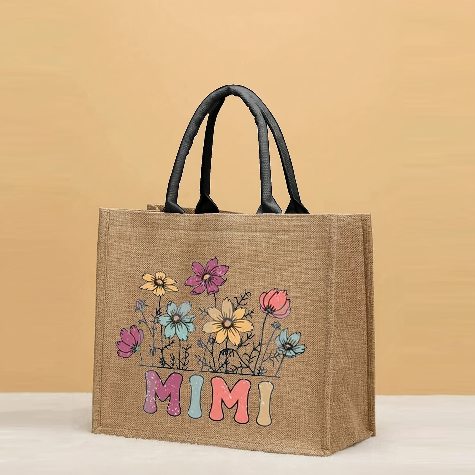 

Floral Mimi Print Tote Bag, Fashion Top Handle Satchel Bag, Women's Casual Handbag For Commute Shopping