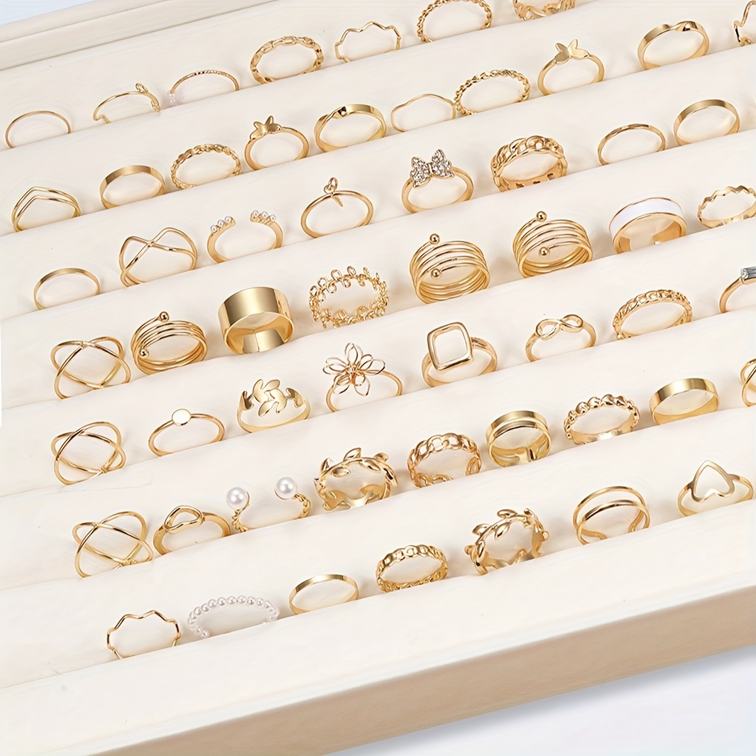 66pcs Flower Butterfly Heart Ring Set For Daily Party