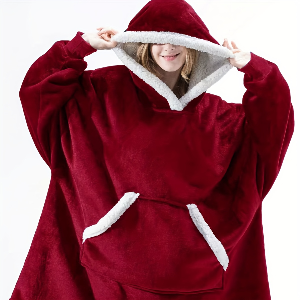 Sudadera con capucha de gran tamaño para hombre y mujer, manta vestible de  lana cálida informal a la Ticfox