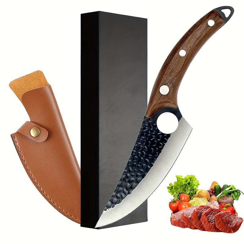 Huusk Knives, cuchillo de deshuesado vikingo para cortar carne, cuchillo  Ulu pequeño, cuchillo de cavernícola Ultimo forjado a mano, cuchillo  completo para cocina o camping, regalo de Navidad : : Hogar y