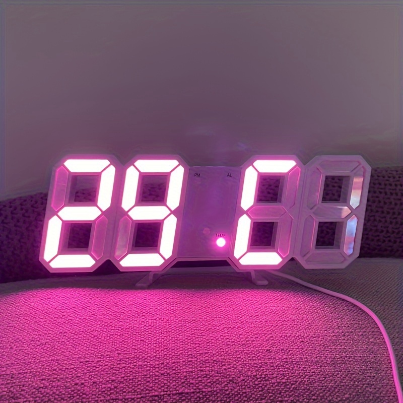 3d Digital Alarm Clock,wall Led Number Time Clock With 3 Auto Adjust ...