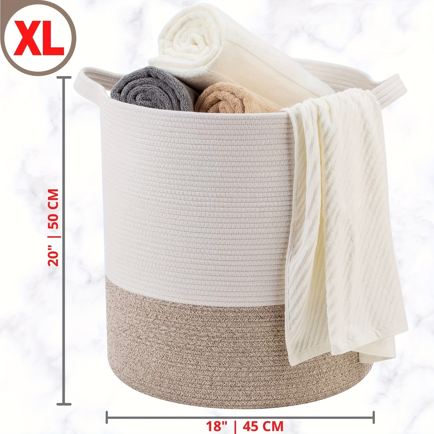 XL Rope Storage baskets Round Woven Hamper Basket Toy Organizer