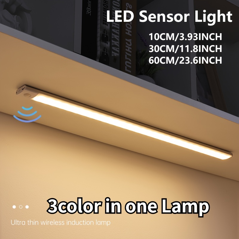 Luces LED para debajo del gabinete, tira de luces LED recargable de 30 cm  Luces de