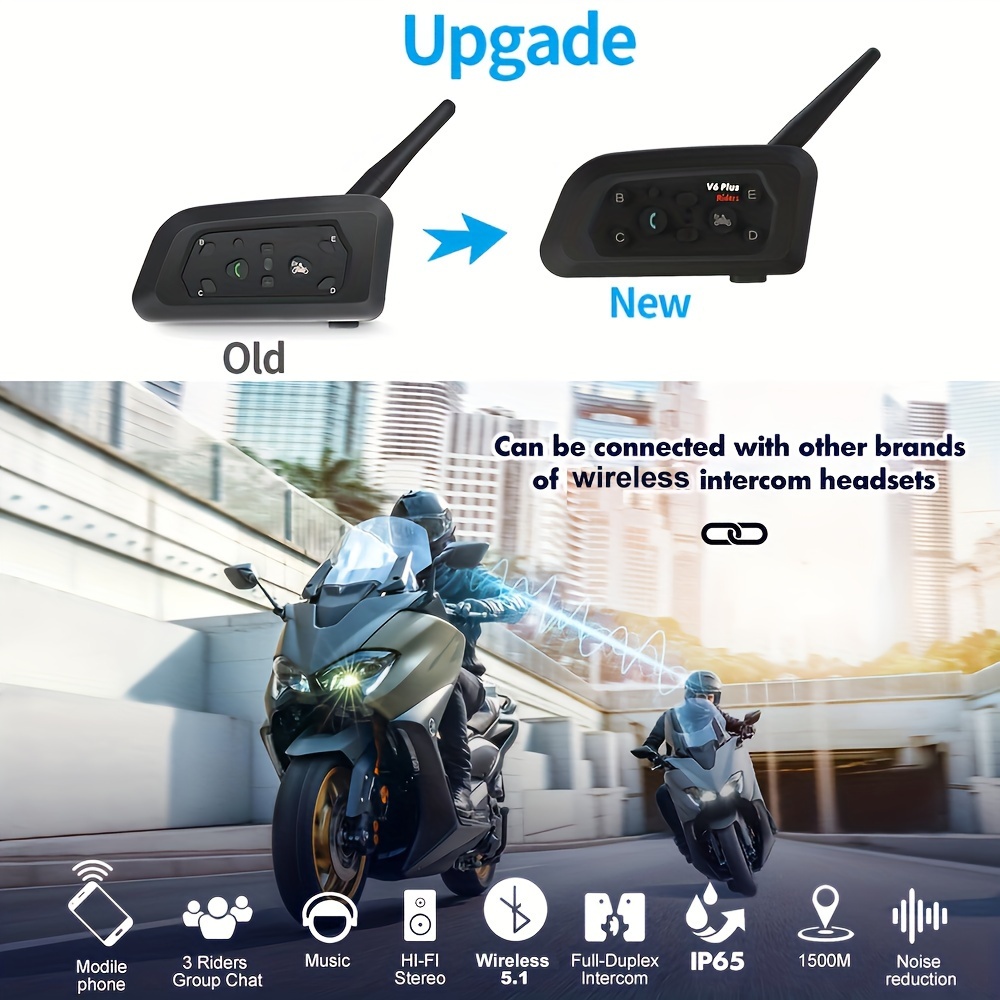 EJEAS V6 PRO Bluetooth intercomunicador para casco de motocicleta con 1200M  BT comunicador de interfono inalámbrico para 6 conductores a prueba de agua, Moda de Mujer