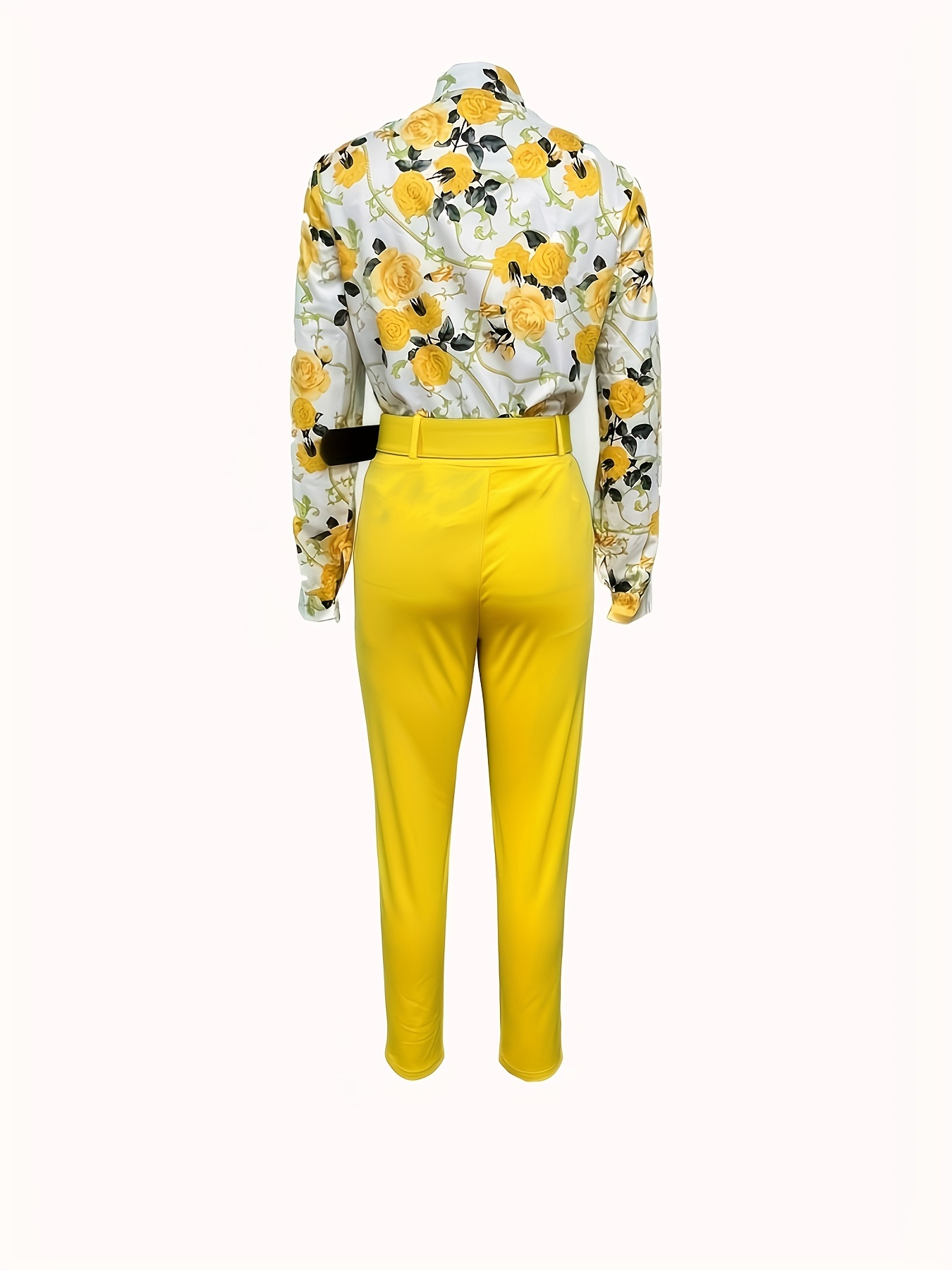 Women Flower Print Short Sleeve Top And Trousers 2 Piece Set L-XXL -  BLZI1153 Size L Color Lt.Blue_8159