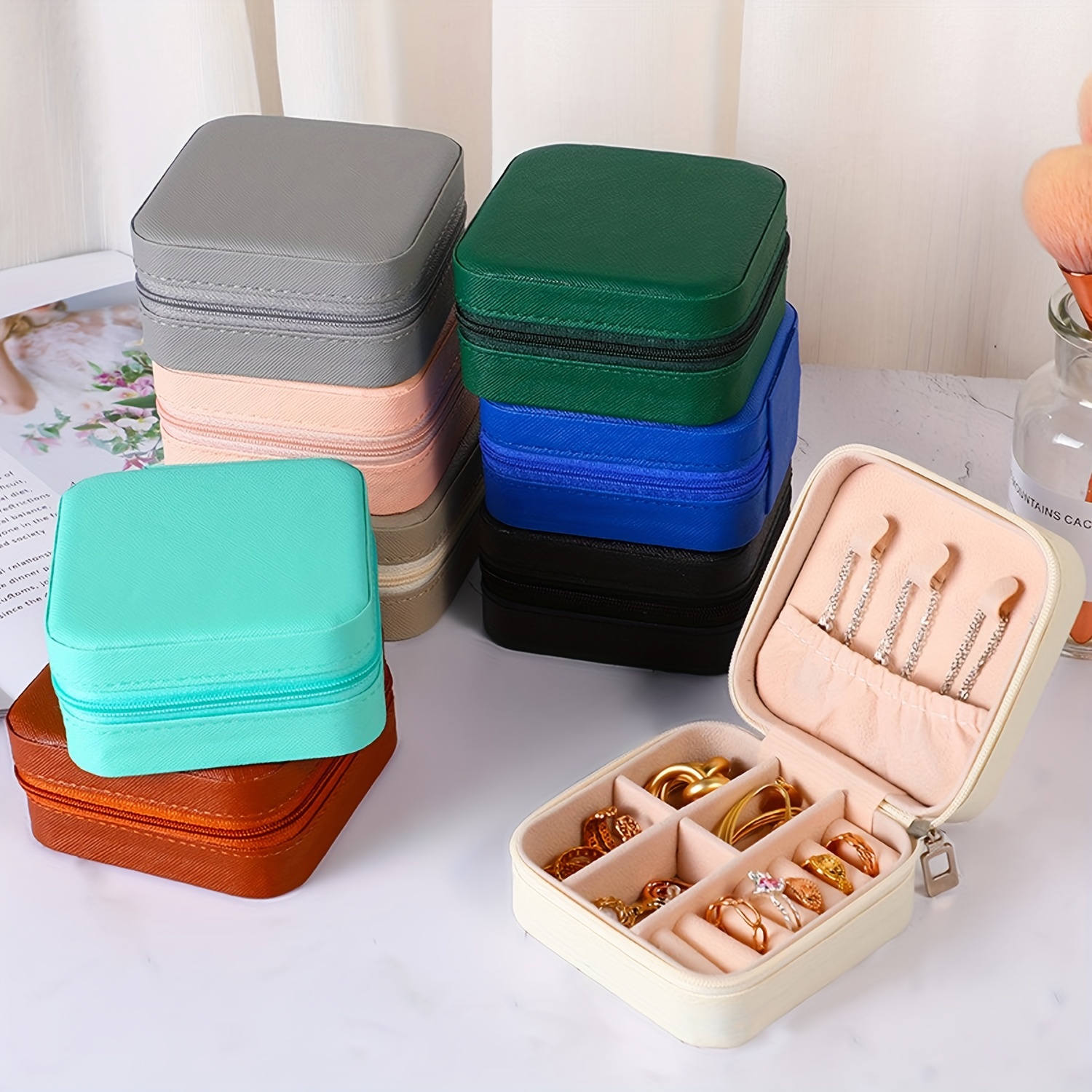 Mini Portable Organizer Travel Case, Leather Small Storage Boxes