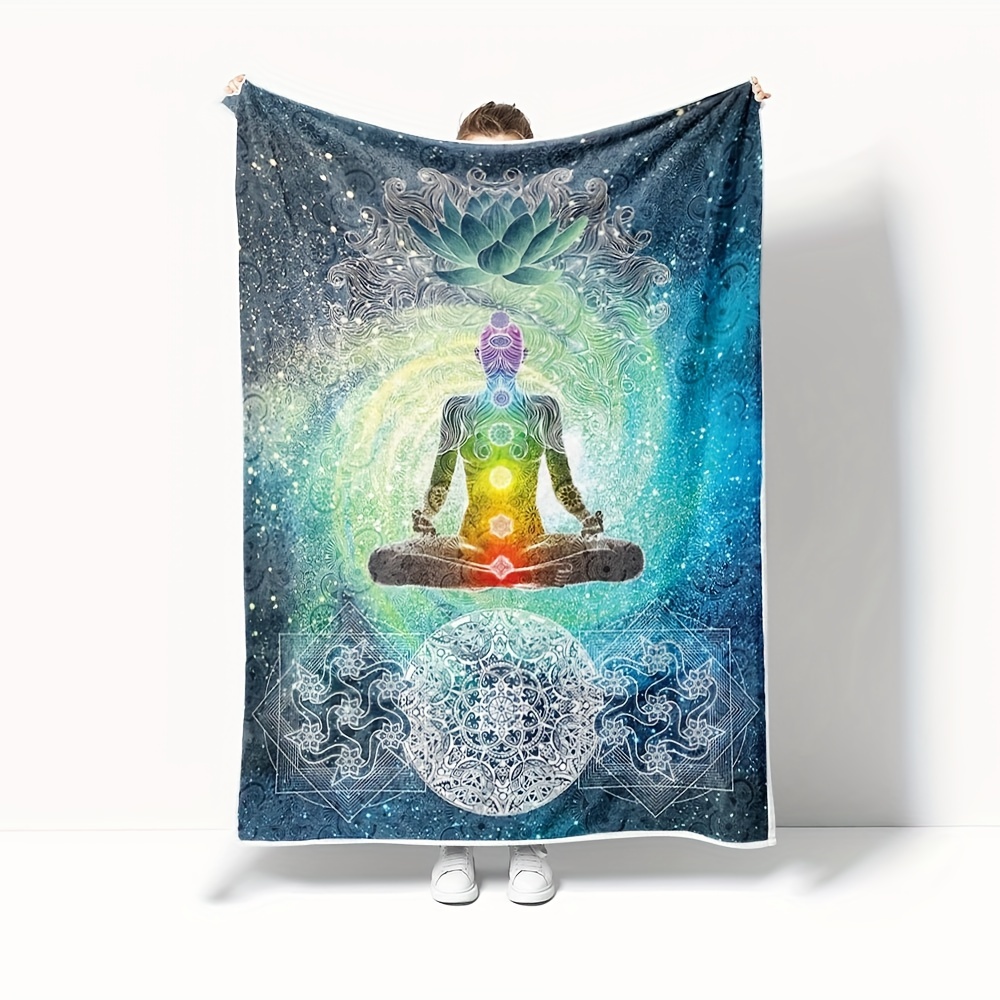 Rainbow 7 Chakra Yoga Meditation Blanket,Flannel Throw Blanket for Home  Bedroom Bed Sofa Picnic Office