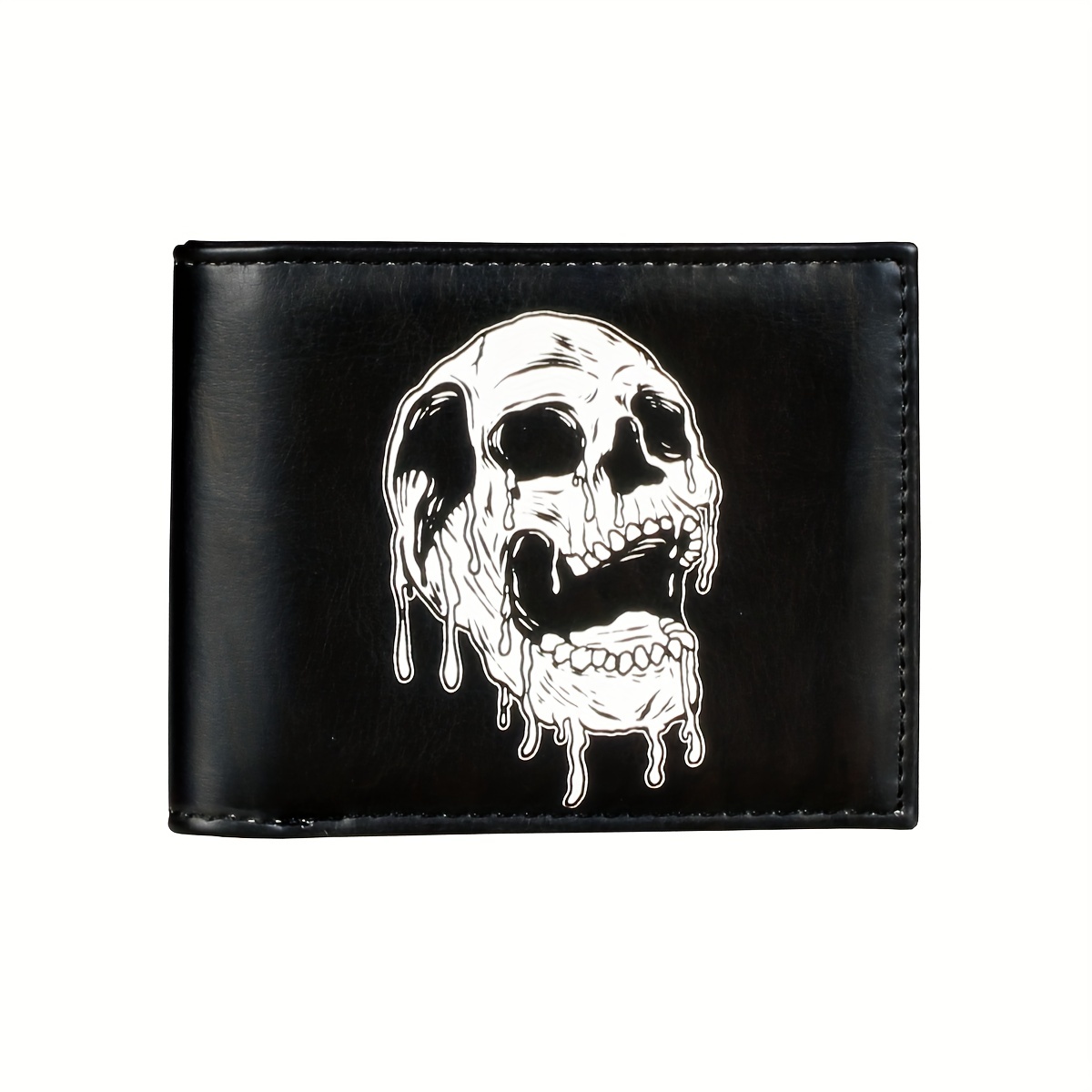 1pc Men's New Arrival RFID Blocking Chain Wallets, Bifold Skull Punk Biker Wallet with Chain,Temu