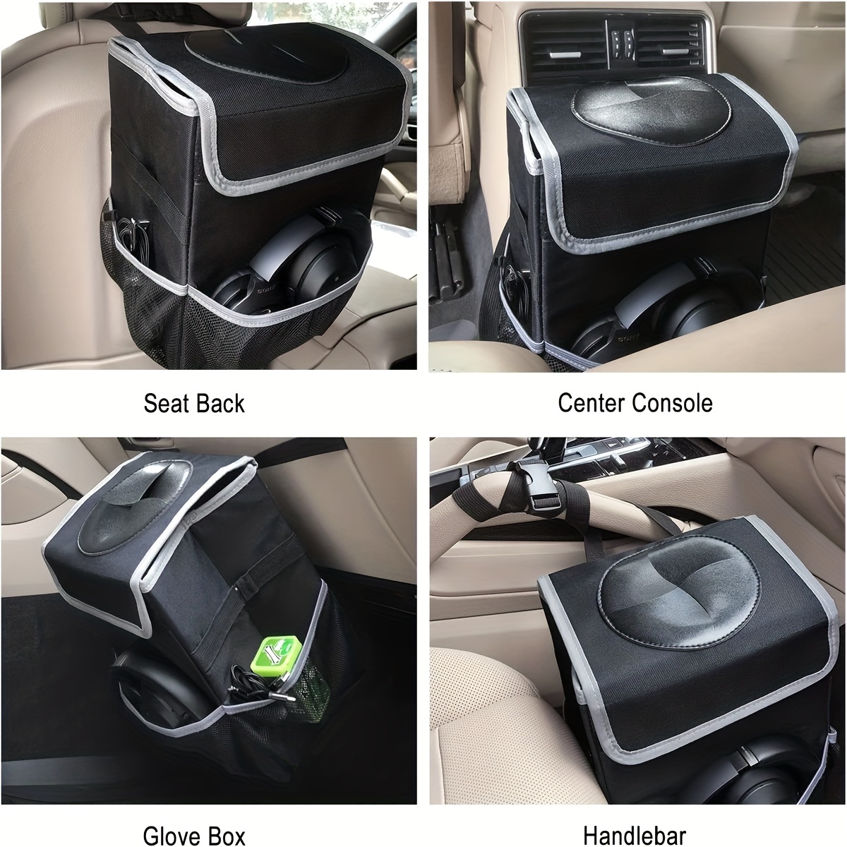 100% Leak proof Car Trash Lid Storage Pockets Removable - Temu