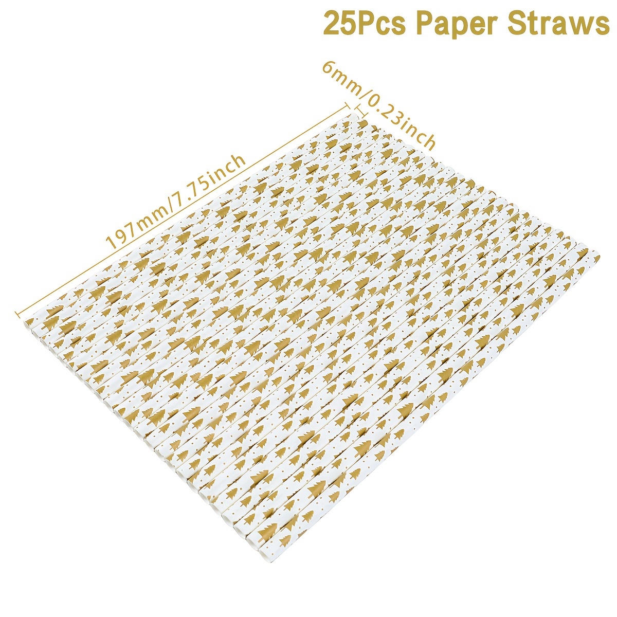 25pcs Christmas Paper Straws Snowflake Drinking Straw Christmas Decorations for Home Xmas Happy New Year Noel Party Supply, Red