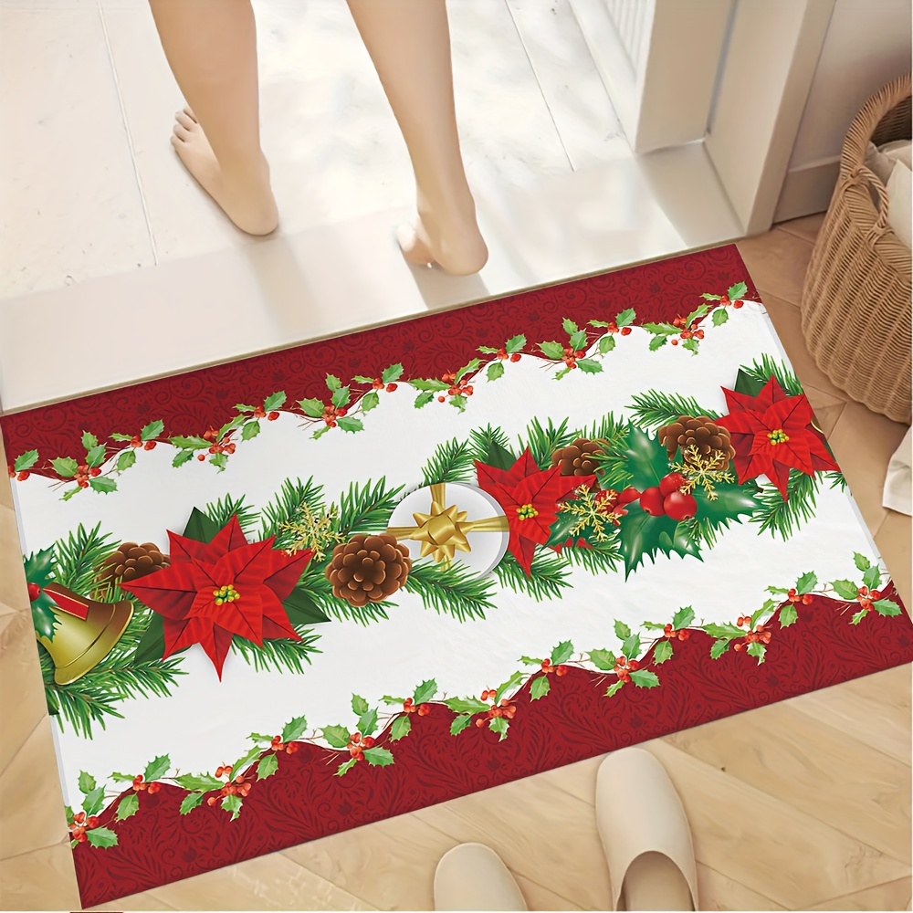 1pc Winter Candy Background Decorative Door Mat, Indoor/Outdoor