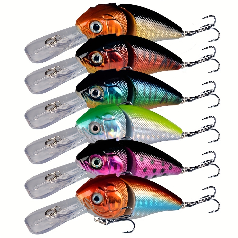6pcs Fishing Lures 3.35inch/14.8g Crank Bait, 6 Colors Available Jerkbait  Wobblers Hard Baits With 3D Eyes 6# Hooks
