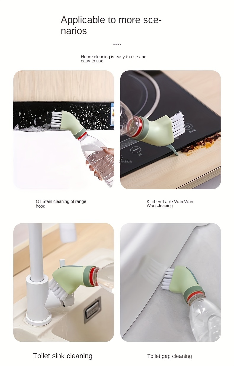 Multi-purpose Wet & Dry Cleaning Brush Connected To Mineral Water Bottle  Bathroom Gap Household Dead End Crevice Brush