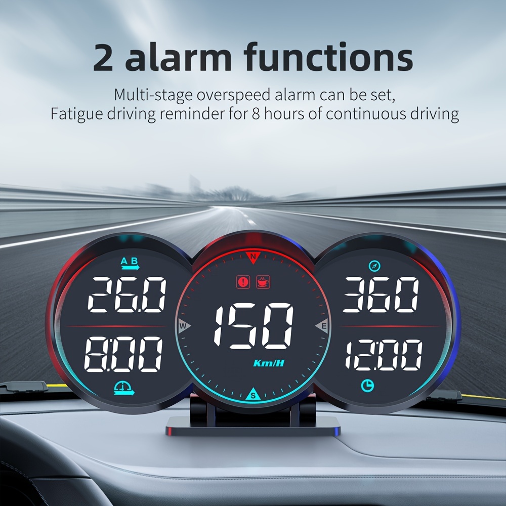 Digital Gps Head-up Display Universal Speedometer Large Lcd Display Hud With  Mph Speed Overspeed Alarm Trip Meter For Car - Temu United Kingdom