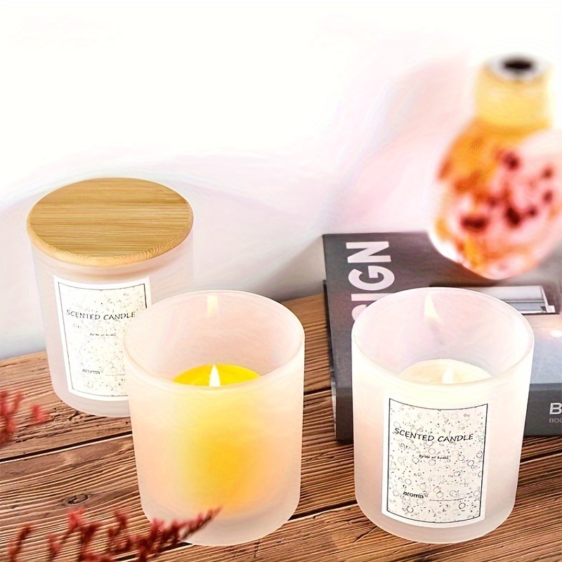 VITEVER Paquete de 16 tarros de vela de vidrio grueso de 10 onzas con tapas  de bambú y kit de mecha para velas, tarros de vela de vidrio vacío