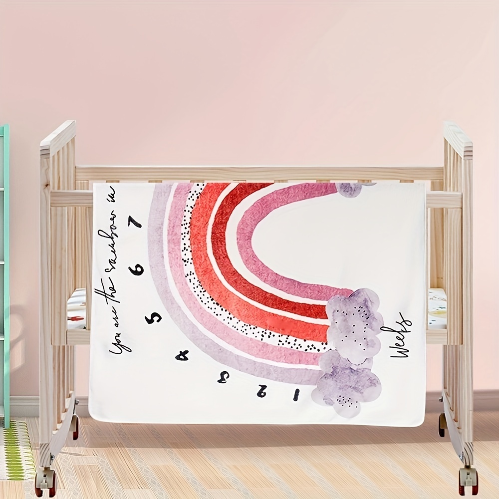 Rainbow Flannel Baby Milestone Blanket