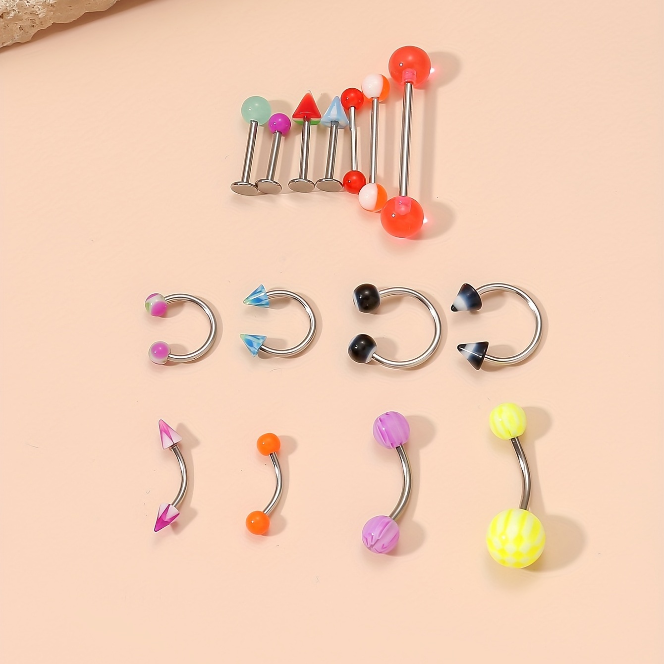 42pcs Basic Nose Ring Set, Stainless Steel Piercing Jewelry