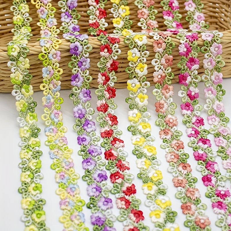 Multi-color Embroidery Floral Lace Trim for Dressmaking - OneYard