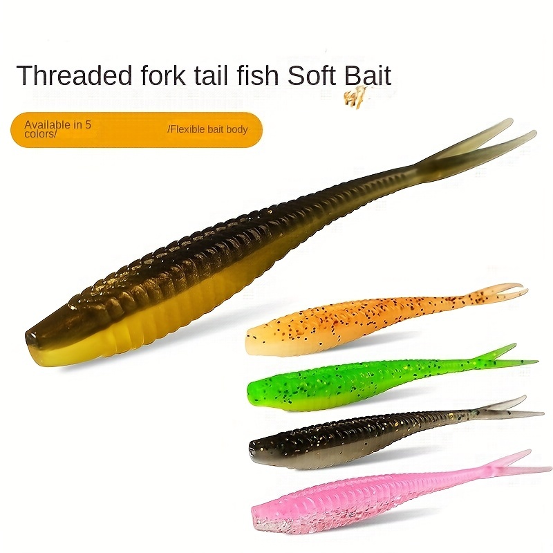 Lot 6 Colors Fork Tail Worm Lure Soft Silicone Fishing - Temu