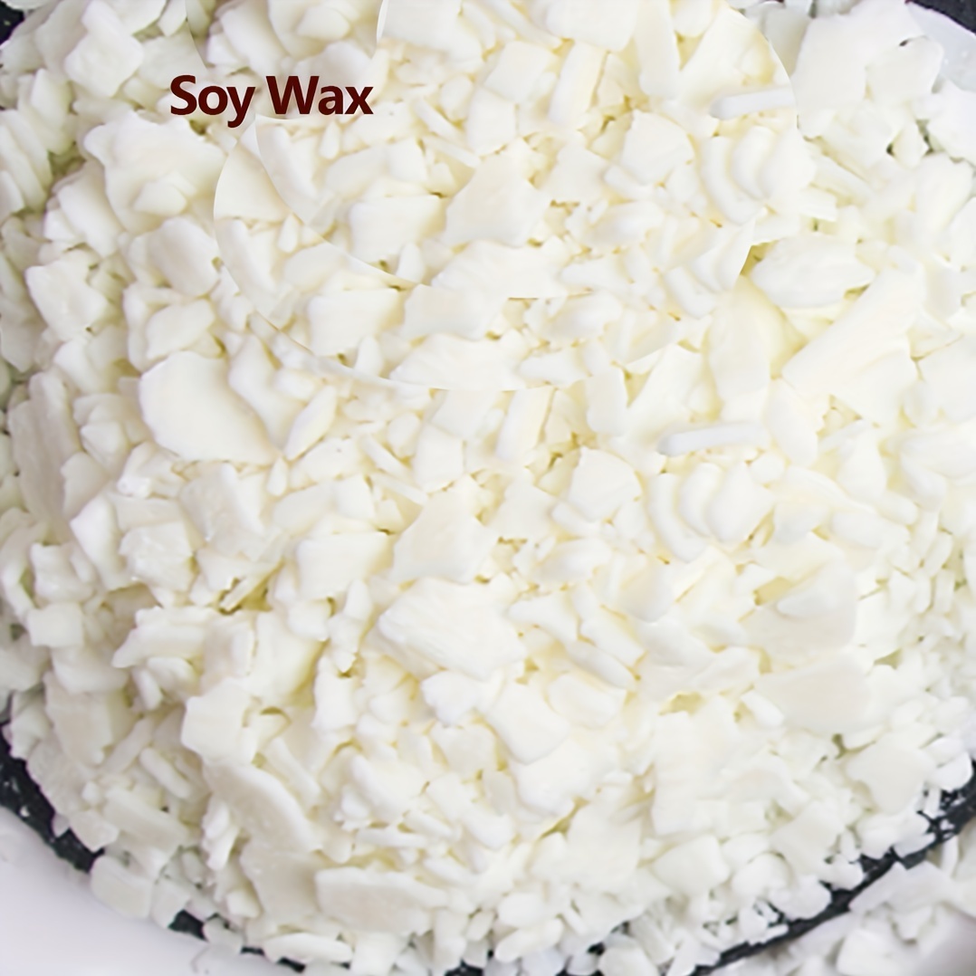 Close White Soy Wax Flakes Brown Plate Candle Making Light Stock