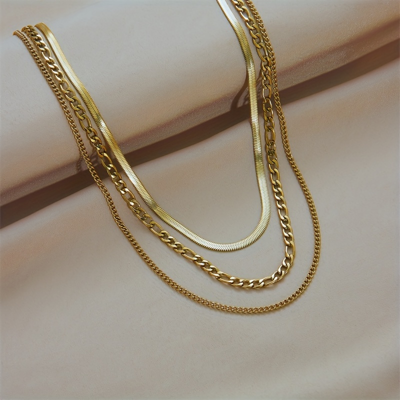 Layer Punk Y2K Golden Snake Bone Necklace Stainless Steel