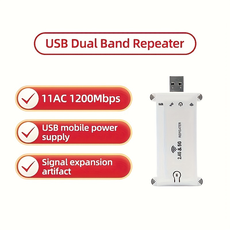 Repetidor Extensor Wifi Usb 5g Banda Dual Amplificador Señal - Temu Chile
