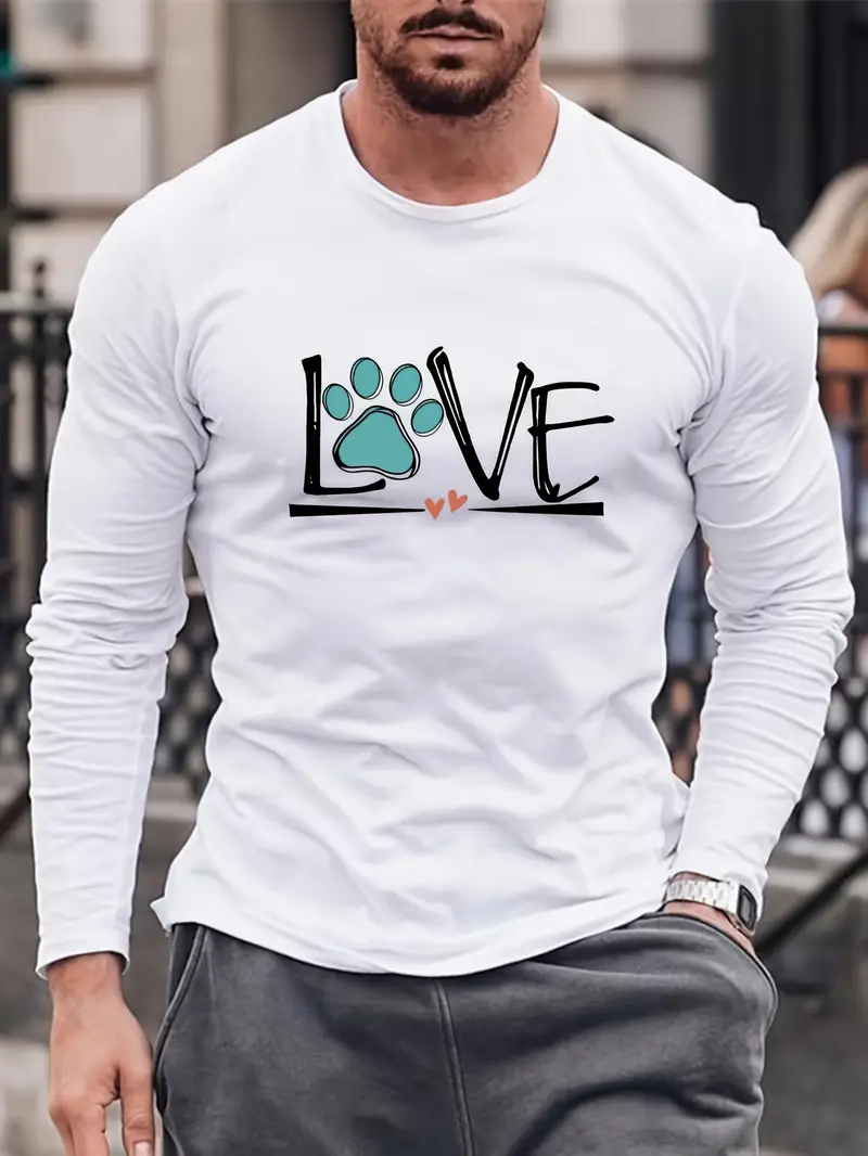 Estampado Love Camiseta Manga Larga Hombre Camisetas - Temu Chile