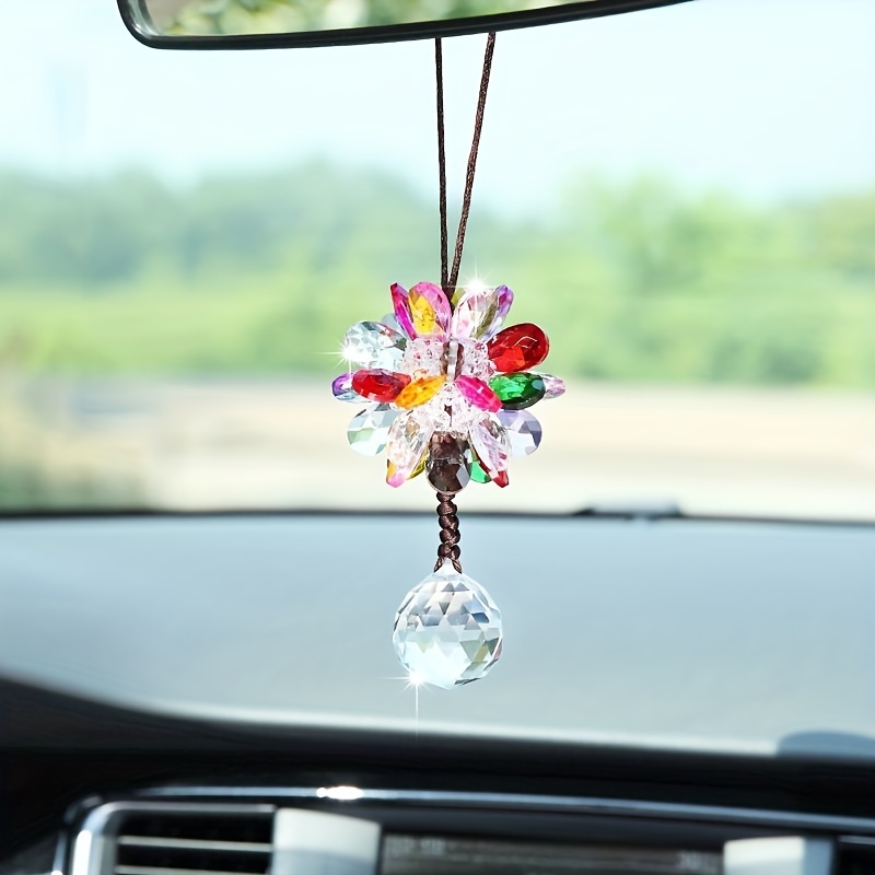 Car Rear View Mirror Hanging Accessories Artificial Crystal Flower