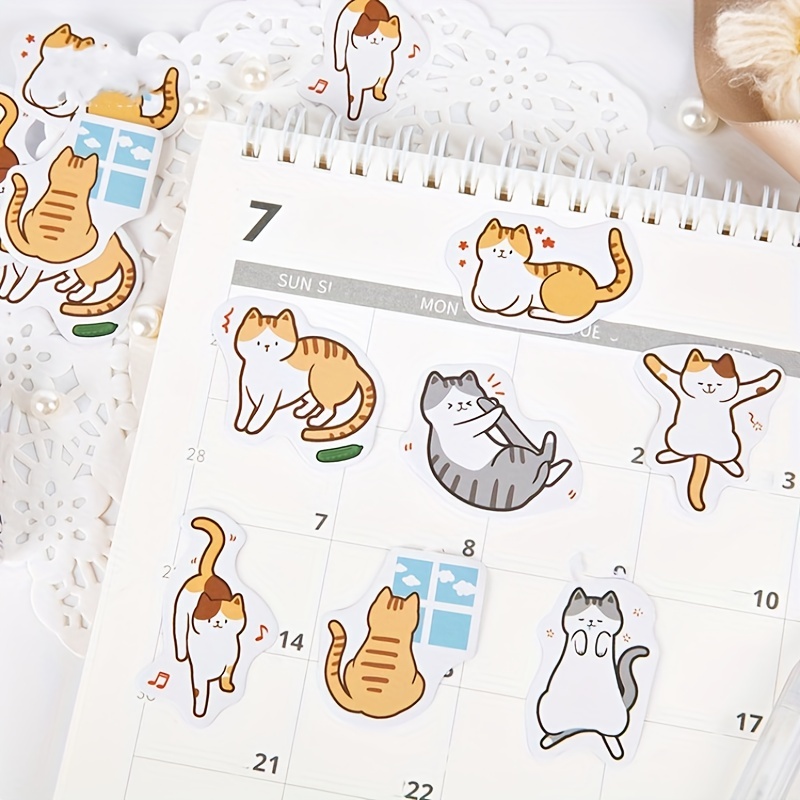 Kawaii Cartoon Cat Daily Life Paper Stickers 45 Pcs — A Lot Mall